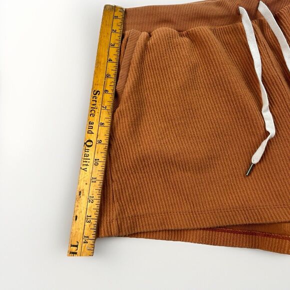 Aerie High Waisted Lumberjane Toasty Orange Ribbed Shorts Women’s Sz XL Pockets - Picture 4 of 6
